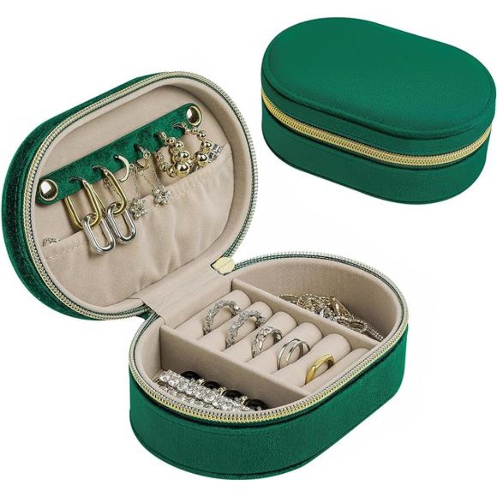 Velvet Jewelry Box For Travel Emerald